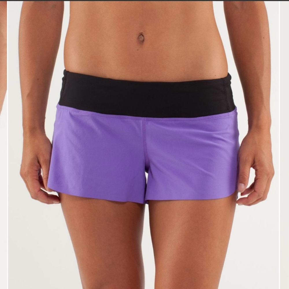Lululemon Speed Up Short Naked Seam Power Purple & Black-llenes -Size 4